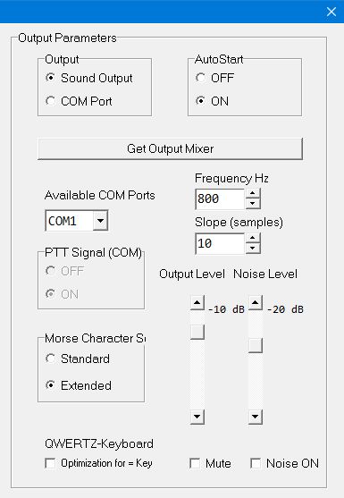 Top right panel of Set PCW Parameters window