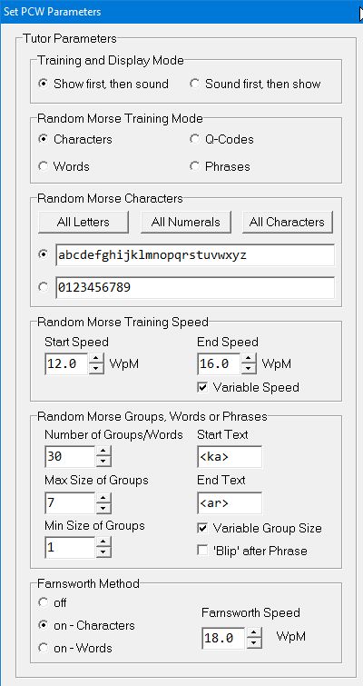 Parameters for Random Characters