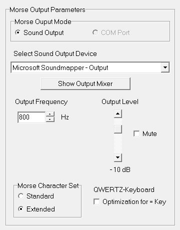 Top right panel of Parameter Window